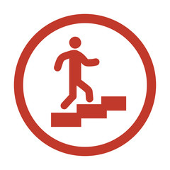 man on stairs icon on white background.