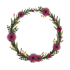 Vector flower wreath. Floral frame for greeting, invitation, wedding cards design.