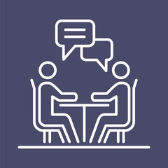 Meeting business people icon simple line flat illustration