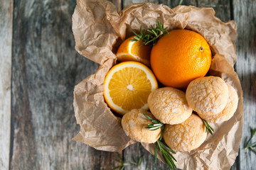 Homemade orange cookies with cracks