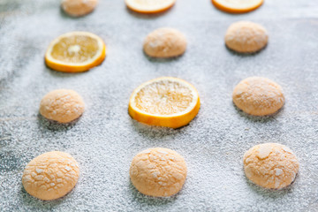 Homemade orange cookies with cracks