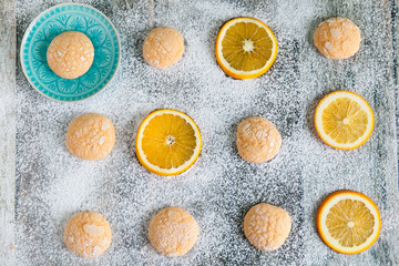 Homemade orange cookies with cracks