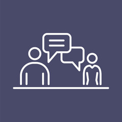 Meeting coversation business people icon simple line flat illustration