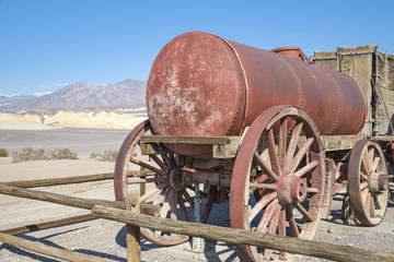 Twenty Mule Team Canyon, Death Valley, California. Teams of eighteen mules and two horses attached to large wagons carried borax out of Death Valley from 1883 to 1889
