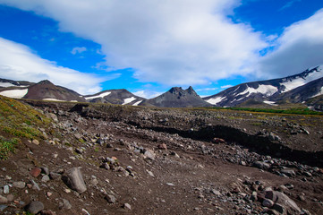Volcanic landscape. Avachinsky Volcano - active volcano of Kamchatka Peninsula. Russia, Far East.