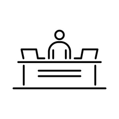 Reception security desk business people icon simple line flat illustration