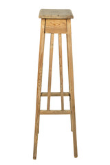 Old vintage wooden nighstand on a white background, isolated