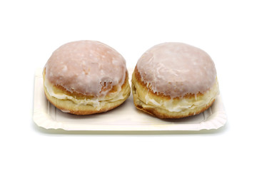 traditional german pastry Berliner doughnut on white isolated background