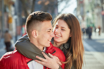 young couple lovers in spring
