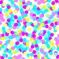 Seamless pattern of colorful confetti. Festive celebration party vector background.