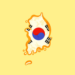 South Korea - Map colored with Korean flag
