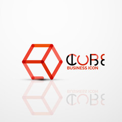 Cube idea concept logo, line