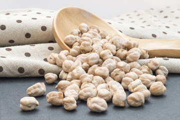 rustic spoon full of chickpeas