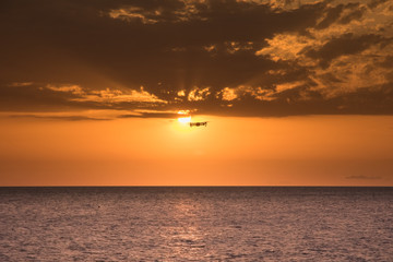 Fototapeta na wymiar Drone al tramonto
