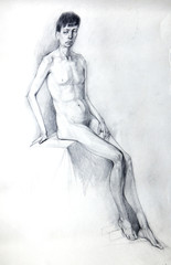 Fototapeta na wymiar illustration drawing, sketch, portrait nude