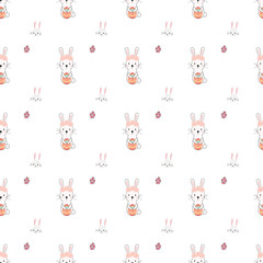 seamless cute rabbit easter pattern vector