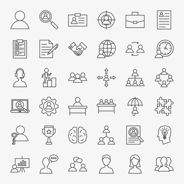 Human Resources Line Icons Set