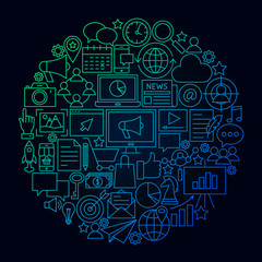 Marketing Line Icon Circle Concept