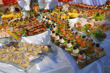 A buffet table at the ceremony