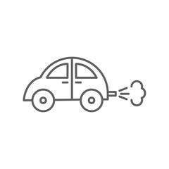 Retro Style Car With Exhaust Pipe Fumes  Outline Vector Icon