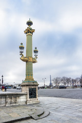 Fototapeta na wymiar Parisian stylish street light on a cloudy day