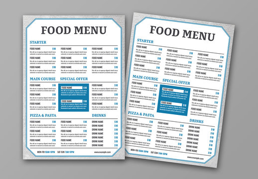 Grunge Texture Food Menu Layout 1