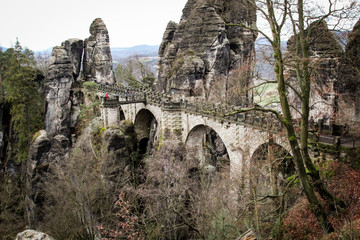 Fototapeta na wymiar Bastei, Basteibrücke, Elbsandsteingebirge 