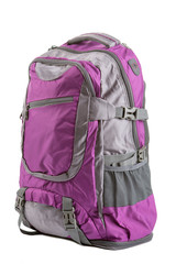 Naklejka premium lilac backpack of medium size, full, on white background