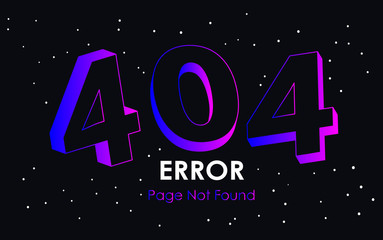 Fototapeta na wymiar 404 error page not found line vector 3D