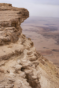 Closeup of Makhtesh Ramon cliffs, Mitzpe Ramon, Israel