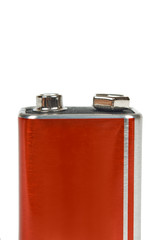 9V battery, nine volt power cell. Isolated on white background