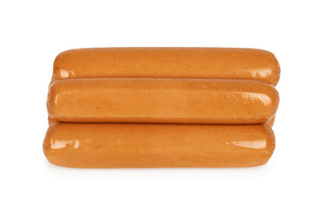 Meat sausage for hot dog or barbecue. Isolated on white background. Fast food meal