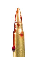 Blood rolling down an assault rifle bullet