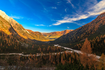 Autumn trekking in the alpine Pusteria valley