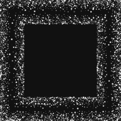 Amazing falling stars. Square scattered frame with amazing falling stars on black background. Breathtaking Vector illustration.