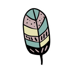 Cute Boho Style Feather Vector Illustration