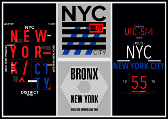 NYC / NEW YORK DISTRICT / Stock Vector Illustration: T-Shirt Design / Print Design