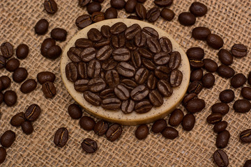 Natural handmade soap with the aroma of coffee. Background.