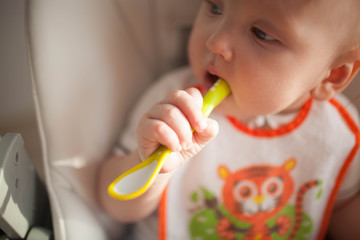 Baby 6 months old and he for the first time tries vegetable squash