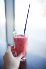 Well being and weight loss concept, berry smoothie.