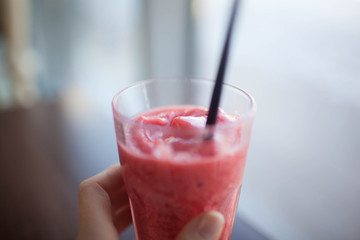 Well being and weight loss concept, berry smoothie.