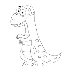 Colorless funny cartoon t-rex. Vector illustration.