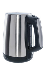 stainless steel kettle on white background