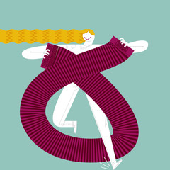 ACORDEONIST GIRL. Pirouette style.  Serie of funny illustrations with cool musicians and instruments. © tur-illustration