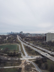 Lake Shore Drive Chicago from aerial view