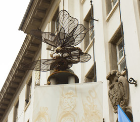 SOFIA, BULGARIA - OCTOBER 09, 2017: monument to dragonfly near municipal ligrary, build in beginning of 21 century.