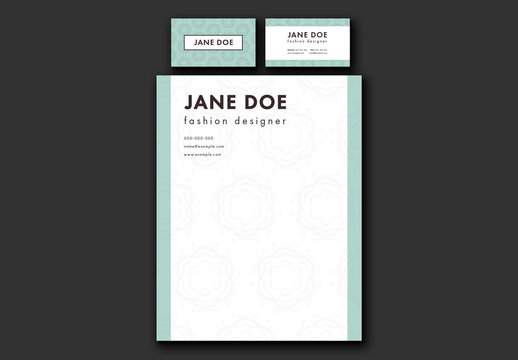 Business Collateral with Repeating Flower Elements 