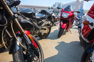 motorcycles on parking