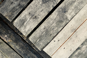 Detail of the surface of old wooden deck