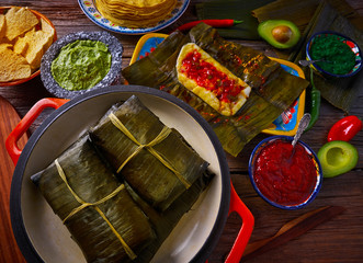 Tamale Mexican recipe with banana leaves